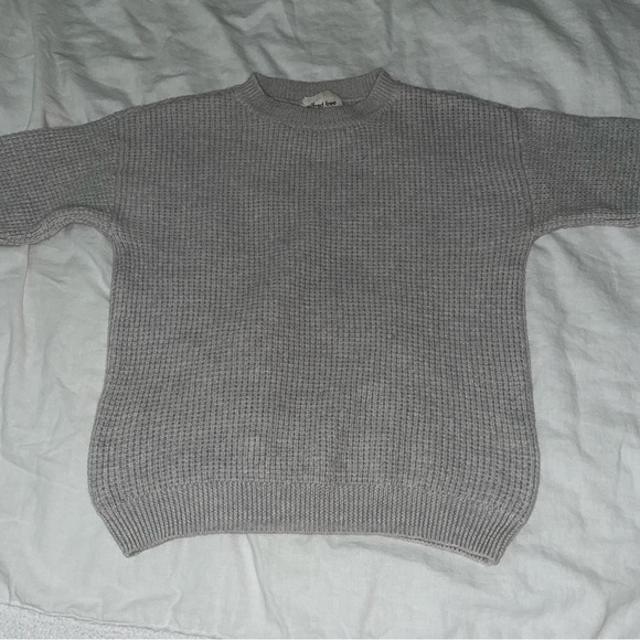 Wilfred Free XS 100% Merino Wool Waffle Knit Grey Gray Sweater Crewneck - Picture 2 of 6